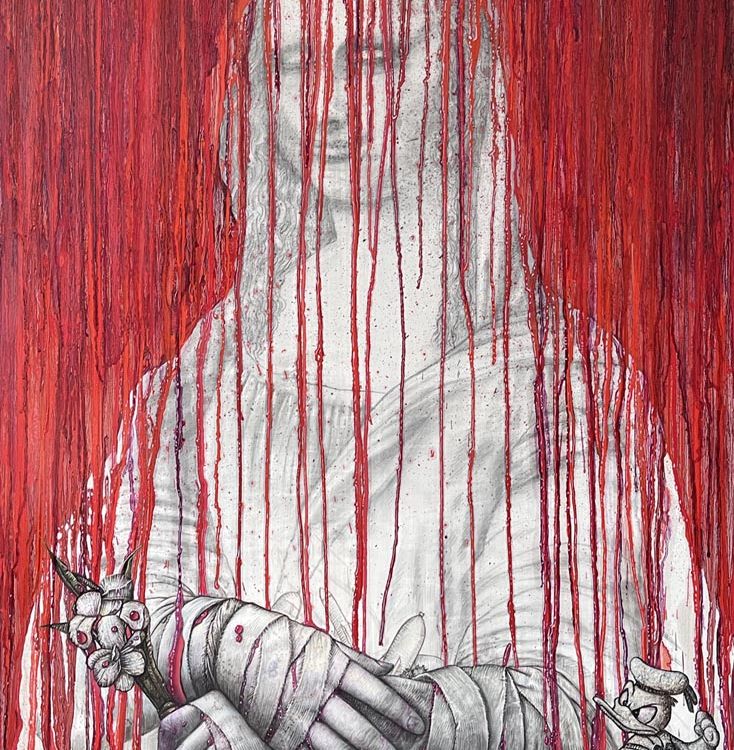 Das bindende Element, OEl, Tempera auf Holz